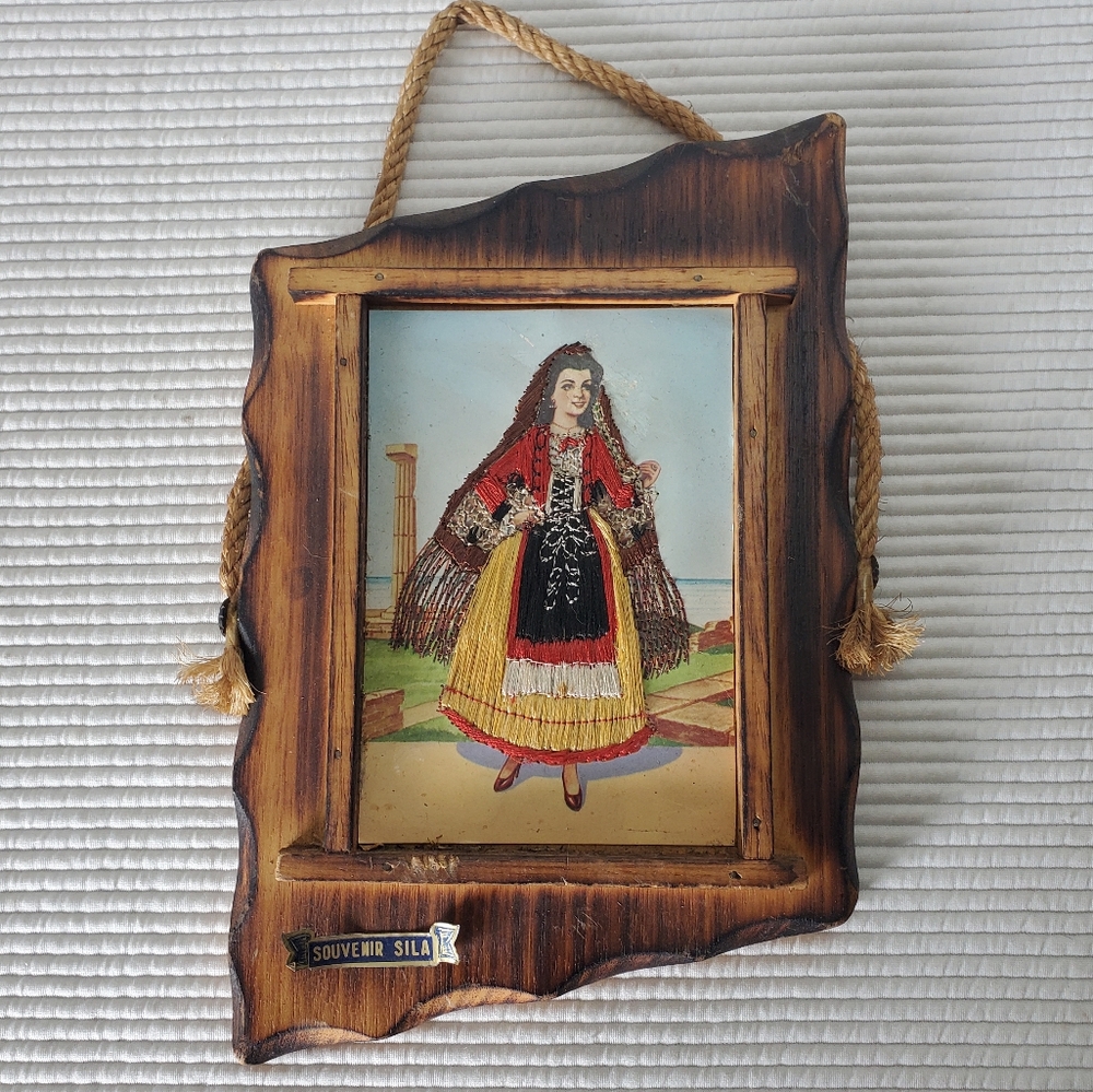 Souvenir Sila Spanish Spain Silk Embroidered Picture 11"x7" Wall Art Decor Folk